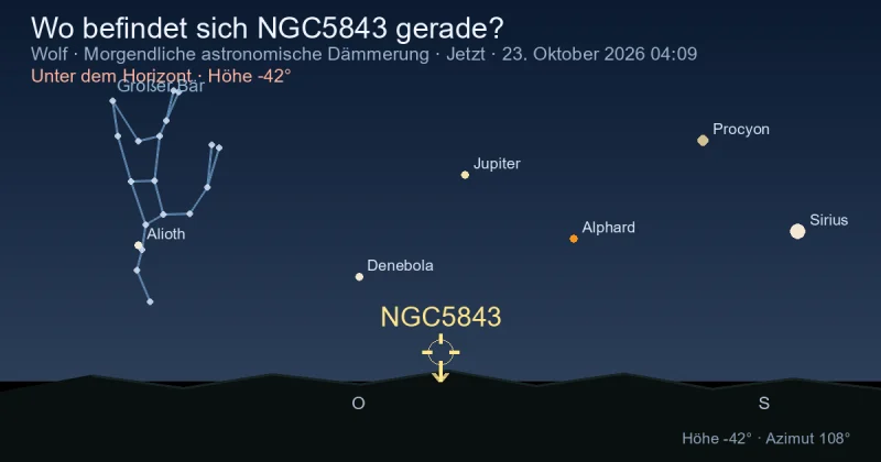 Wo befindet sich NGC5843 gerade?