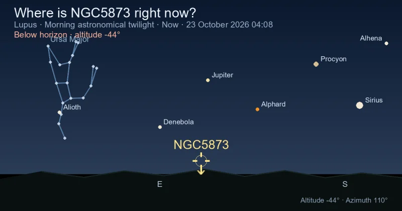 Where is NGC5873 right now?