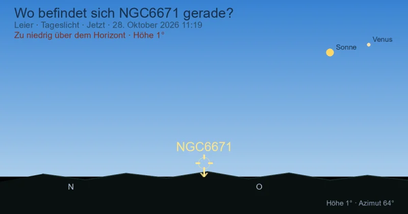 Wo befindet sich NGC6671 gerade?