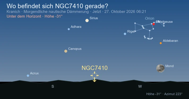 Wo befindet sich NGC7410 gerade?