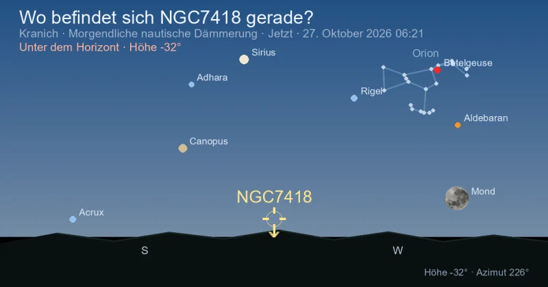 Wo befindet sich NGC7418 gerade?