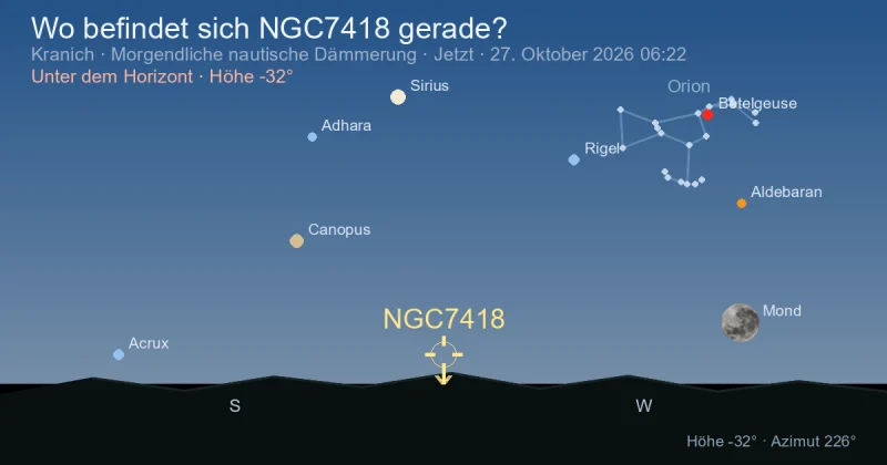 Wo befindet sich NGC7418 gerade?
