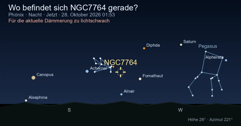 Wo befindet sich NGC7764 gerade?