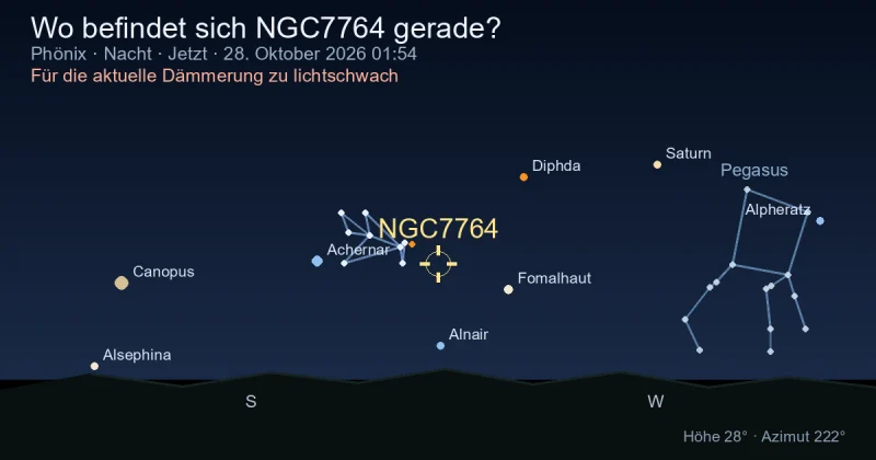 Wo befindet sich NGC7764 gerade?