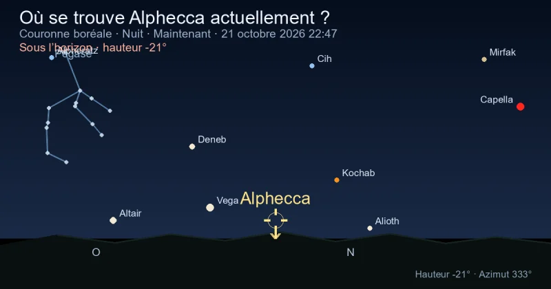 Où se trouve Alphecca actuellement ?