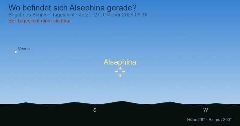 Wo befindet sich Alsephina gerade?