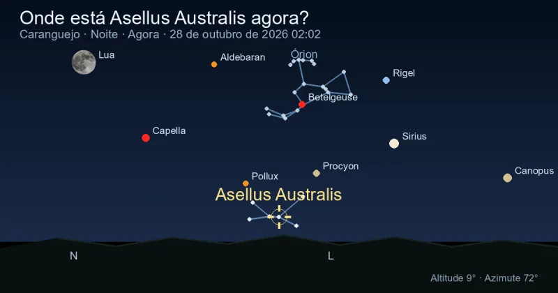 Onde está Asellus Australis agora?