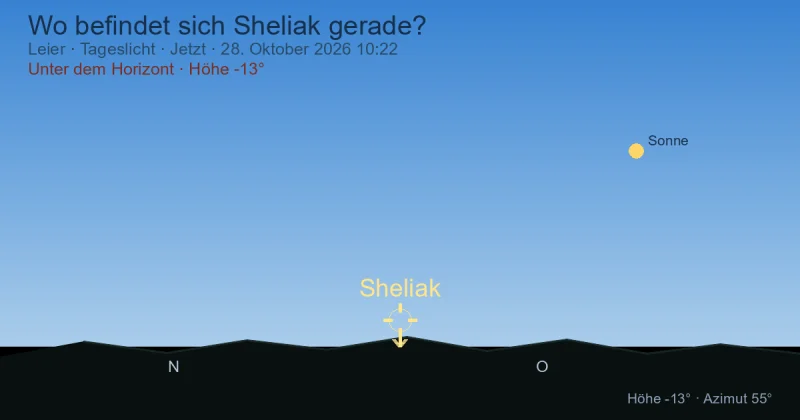 Wo befindet sich Sheliak gerade?