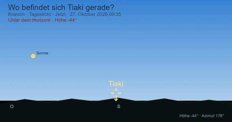 Wo befindet sich Tiaki gerade?