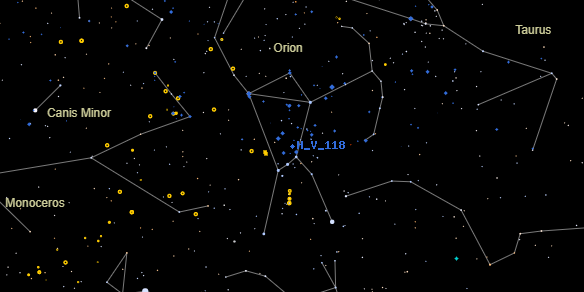 H V 118 on the sky map