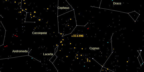 IC1396 on the sky map