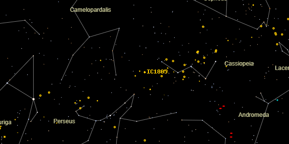 AFGL 333 Cloud (IC1805) on the sky map