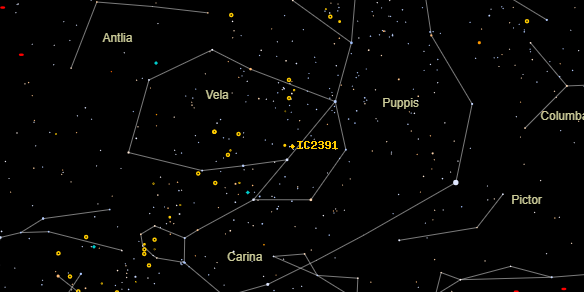 omi Vel Cluster (IC2391) on the sky map