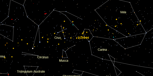 lam Cen Nebula (IC2944) on the sky map