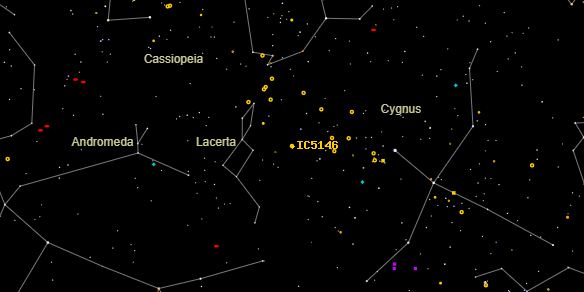 Cocoon Nebula (IC5146) on the sky map