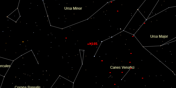 Pinwheel (Messier M101) on the sky map
