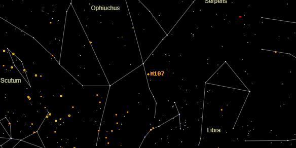 Messier M107 on the sky map