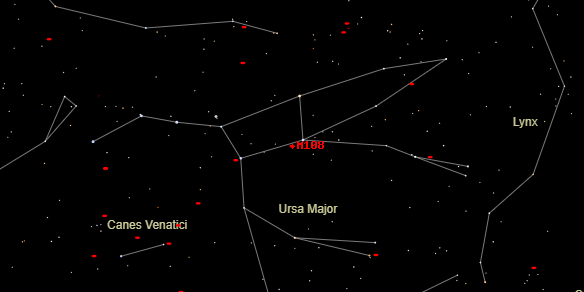 Messier M108 on the sky map