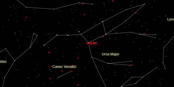 Messier M109 on the sky map