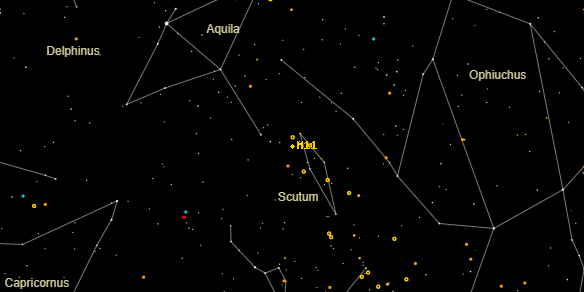 Wild Duck Cluster (Messier M11) on the sky map