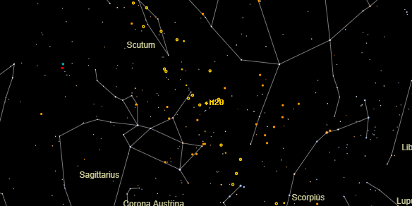 Trifid Nebula (Messier M20) on the sky map