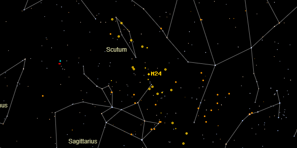 Small Sgr Star Cloud (Messier M24) on the sky map