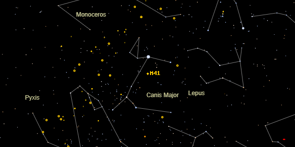 Messier M41 on the sky map