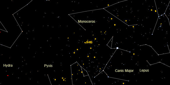 Messier M46 on the sky map