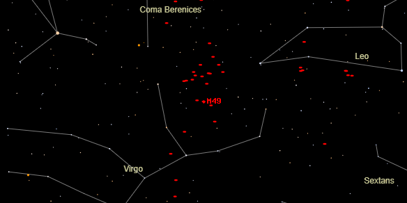 Messier M49 on the sky map