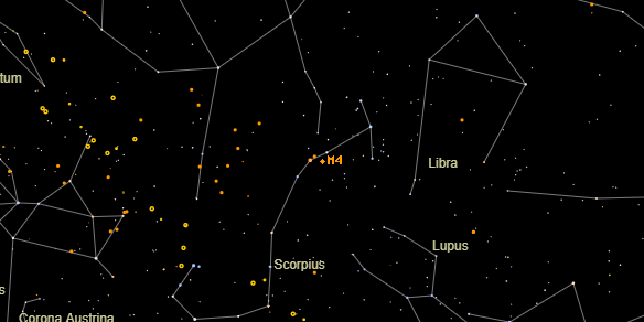 Messier M4 on the sky map