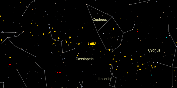 Messier M52 on the sky map