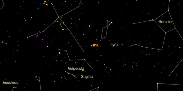 Messier M56 on the sky map