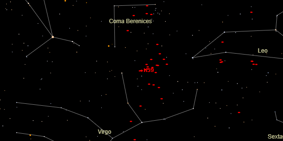 Messier M59 on the sky map