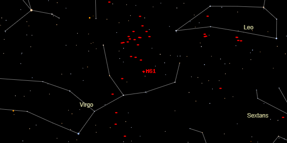 Messier M61 on the sky map
