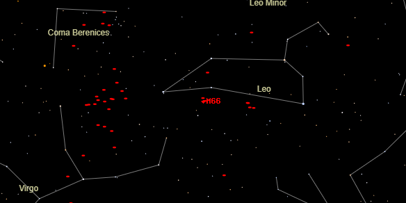 Messier M66 on the sky map