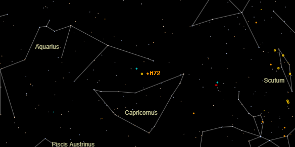 Messier M72 on the sky map