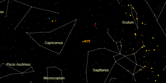 Messier M75 on the sky map