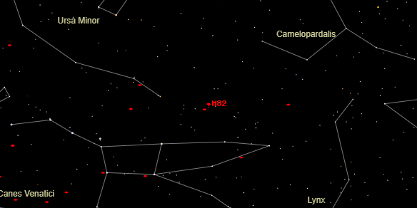 UMa A (Messier M82) on the sky map