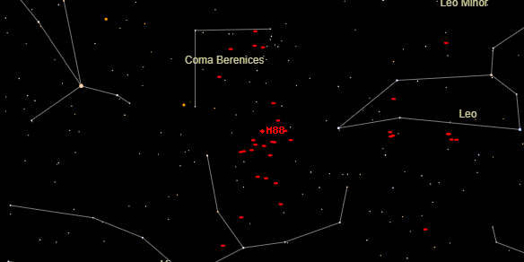 Messier M88 on the sky map