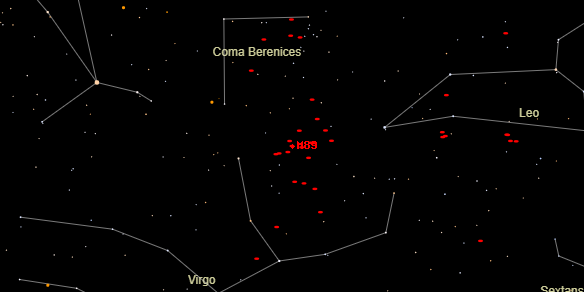 Messier M89 on the sky map