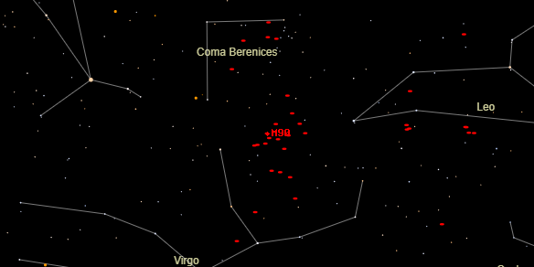 Messier M90 on the sky map