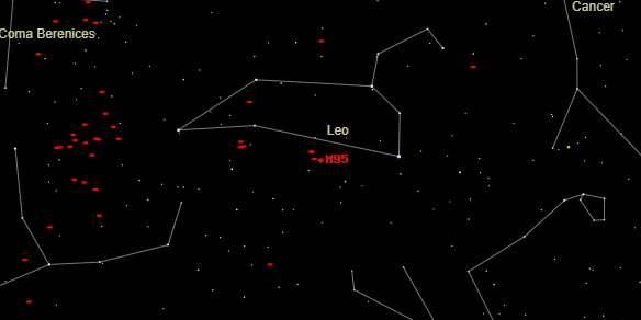 Messier M95 on the sky map