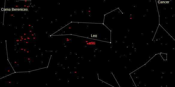 Messier M96 on the sky map