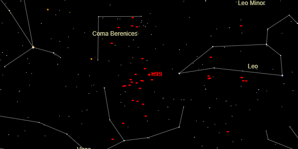 Virgo Cluster Pinwheel (Messier M99) on the sky map