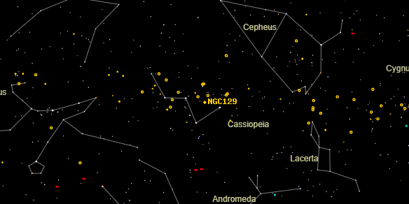 NGC129 on the sky map