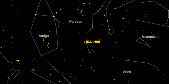 California Nebula (NGC1499) on the sky map