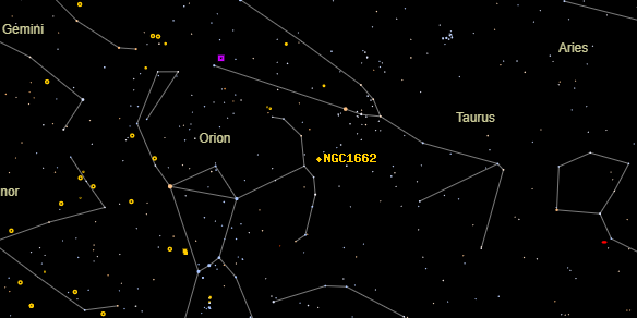 NGC1662 on the sky map
