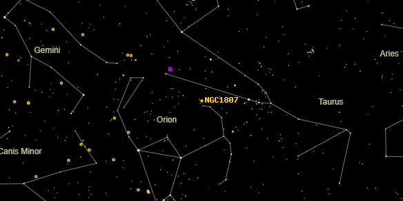 NGC1807 on the sky map
