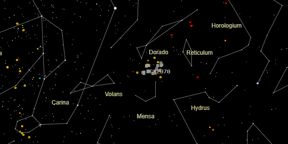 30 Dor Cluster (NGC2070) on the sky map