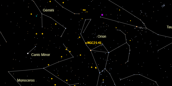 NGC2141 on the sky map